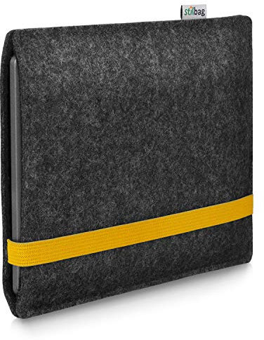 Stilbag eBook Reader Leon für Tolino Shine Color | Farbe: anthrazit/gelb | eBook Reader-Tasche aus Filz | eReader Schutzhülle | ebook Reader Tasche Made in Germany