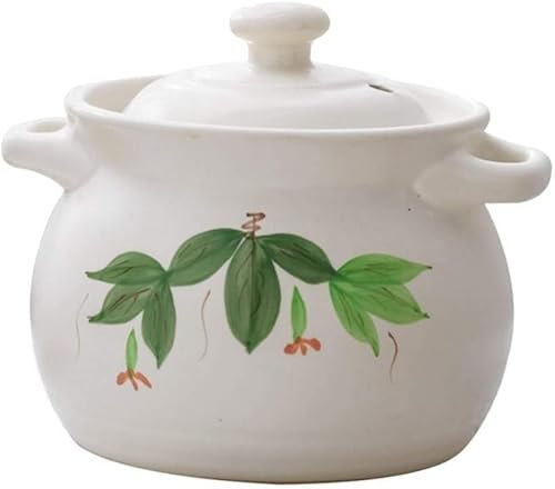 Cacerola con tapa, cazuela de barro, cazuela for guisar, cazuela de barro, sin grietas, preservación del calor, aislamiento de nutrientes, capacidad mejorada 1 (blanca 1,5 l)