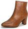 CALEBGAR Stiefeletten Damen Stiefel Ankle Boots Leder Frauen Absatz Schuhe Reißverschluss Bequem Herbst WinterBoot (Braun,42)