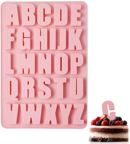 SGERUFZ Moldes de silicona con letras para bombones, molde antiadherente para letras de chocolate, molde de silicona, molde para jabón, decorar tartas, caramelos, chocolate, fiestas de cumpleaños