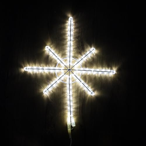 Harolux Estrella luminosa 8 puntas. 60x70CM Estructura en aluminio. Manguera luminosa Led Blanco frio (45x56)