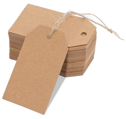 Ouligay 100 etiquetas de precio colgantes de 7 x 4 cm, etiquetas de precio para mercadillos, etiquetas de regalo para etiquetar, etiquetas colgantes, etiquetas colgantes grandes, etiquetas para colgar