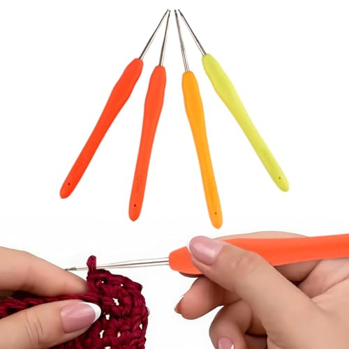 4 Piezas Crochet Kit, Ganchillo Set, Ganchillos Crochet 1mm-1.75mm, Kit Ganchillo, Agujas de Tejer Kit, 4 Tamaños Ergonómico Crochets Hook Sets, Ganchillo Set, para Principiantes