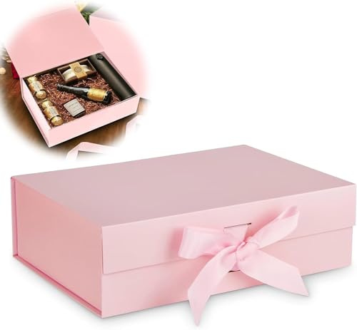 Caja de regalo con lazo, caja de regalo magnética con tapa, rosaSan Valentín y Navidad