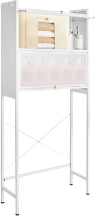 Kozivmo Armario para lavadora con 70 x 25 x 167 cm, 2 puertas, color blanco, armario de baño, armario de transformación, armario alto, mueble de baño, estantería para lavadora, secadora, baño, sótano