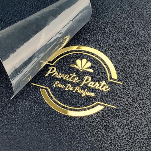 Jishiletao Personalized UV Transfer Stickers Transparent Gold Foli Label | Custom UV Stickers, Make Your Own Decal, Stereo Crystal Decals Label for Business Logo,Waterproof Self-Adhesive Film