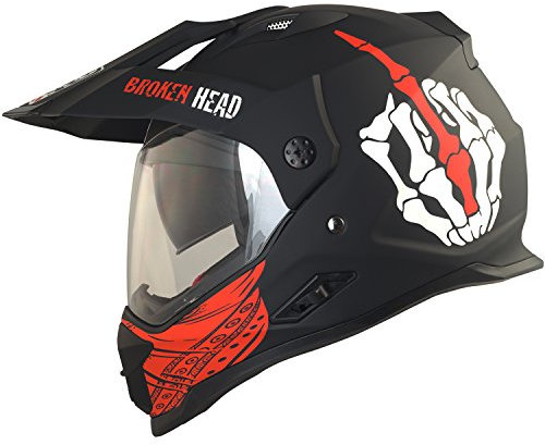 Broken Head Street Rebel Motocross-Helm rot mit Visier - Enduro-Helm - MX Cross-Helm mit Sonnenblende - Quad-Helm (M 57-58 cm)