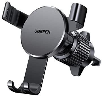 UGREEN Support Téléphone Voiture Gravité Grille Aération Porte Portable Automobile Ventilation Accroche Smartphone Auto Compatible avec iPhone 16 Plus Pro Max 15 14 13 Galaxy S24 Ultra S23 (Noir)