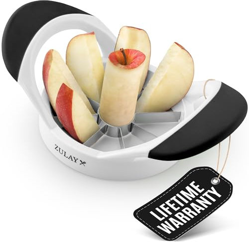Zulay Coupe-pomme 8 lames – Coupe pomme facile à prendre en main avec lames en acier inoxydable – Vide-pomme et trancheuse rapide qui vous permet d'économiser du temps et des efforts (noir et blanc)