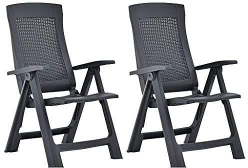 Susany Verstellbare Gartenstühle 2 STK. Kunststoff Anthrazit