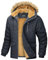 MAGCOMSEN Herren Warme Winterjacke Fleece Gefüttert Parkamantel Winddicht Wasserdicht Trekkingjacke Herren Outdoor Funktionsjacke Jagd Angeln Jacke mit Fellkapuze Dunkelgrau M