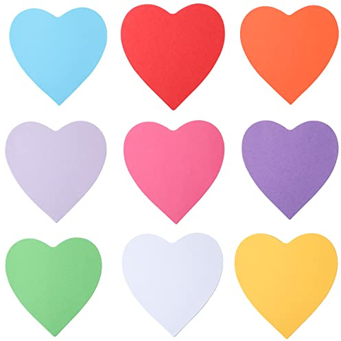90 Pieces Heart Cutouts Paper Hearts Heart Shape Cards 5.5 Inches Large Valentine's Day Paper Cutouts with Glue Point Dots (Assorted Colors)
