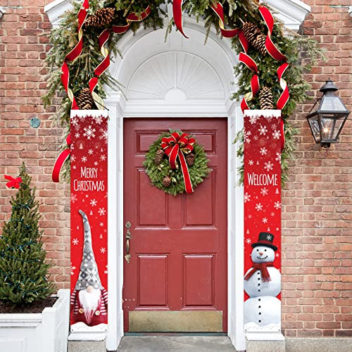 COLOFALLA 2 Pz Striscioni Natalizi Banner per Porta di Natale Segno del Portico Decorazioni Natalizie Porta Ingresso Parete Giardino Cortile Corridoio Casa Benvenuto Interni Esterni (B)