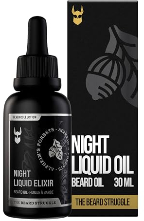 The Beard Struggle Night Liquid Elixir Beard Oil - Silver Collection - Alfheim's Forests - Softens, Moisturizing, & Healthier Beard Growth - Vegan-Friendly Beard Growth Oil (1 Fl oz)