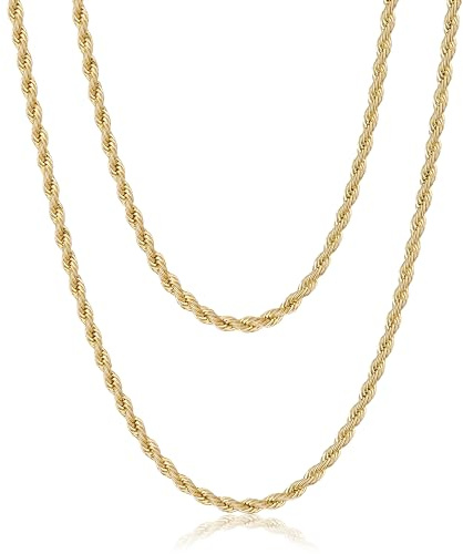 AFSTALR Herr rostfritt stål tvinnad snörkedja silverhalsband halsband 2/2,5/3/4 mm bred kedja för män 45/50/55/60/70 cm