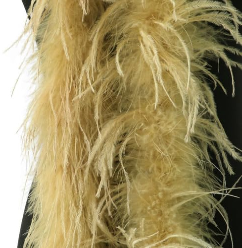 1 boa à plumes de 2 m - Bandes de laine d'autruche - Boas de Noël - Étole à plumes - Accessoires de vêtements pour carnaval, Halloween, fête à thème, carnaval, mascarade, cosplay, doré