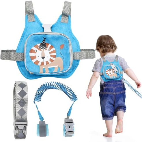 YTACREA Kinder Sicherheitsleine, 4-in-1 Kinderleine Rucksack, Kinder Sicherheitsleine Rucksack mit Anti-verloren Gürtel Handgelenk Link, Kinder Leine Geschirr, Kleinkinder Rucksack 1 2 3 4 5 Jahr