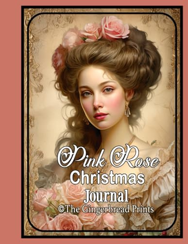 Pink Rose Christmas Journal - Journal Pages, Ephemera, Pockets, Cards, Background designs, for scrapbooking, junk journal, card making
