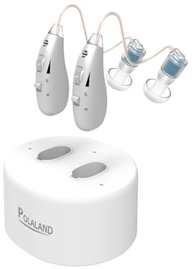 Polaland Amplificatore di Suono Personale Ricaricabile Design Retroauricolare Discreto, Chip DSP, Volume Regolabile, Uso per TV e Conversazione
