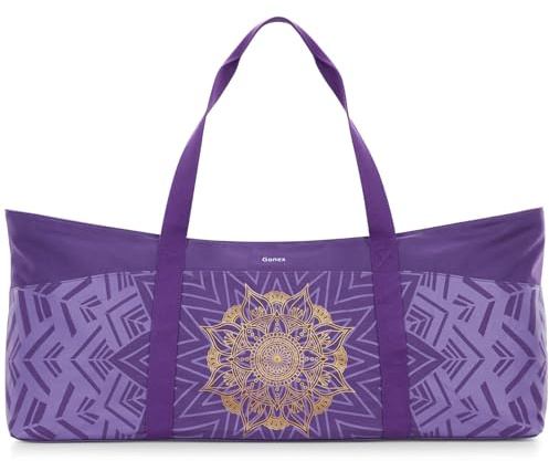 Gonex Borsa Yoga Donna in Tela Extra Large, Borsa da Palestra con Tasca Impermeabile e Cerniera in Metallo, Porta Tappetino e Mattoncini, per Yoga, Pilates, Viaggi