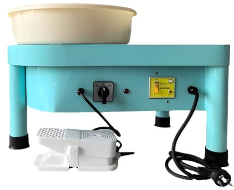 SHEUAO Mini Tour De Potier 25CM De Dia. Roue De Poterie Électrique 30 W 0-300 TR/Min Machine De Poterie Électrique Charge 4 KG D’Argile avec Pédale Bassin Amovible,Green