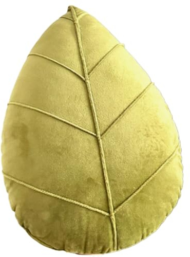 OUKEYI Leaf Throw Pillow, 38x25cm 3DDecorative Plant Soft Plush Leaf Shaped Cushion Novel Plush Backrest Pillow Plant Sleeping Mat Bedroom Sofa Sofa Living Room (Grass green)