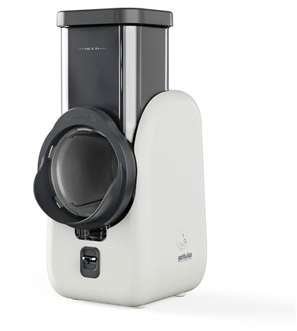 Silva Schneider SKR 800 Rallador Eléctrico de Cocina – 80 W, 4 Accesorios de Corte, Cuchillas Giratorias de Acero Inoxidable, Diseño Seguro sin Contacto con las Cuchillas, Fácil Limpieza – Blanco/Gris