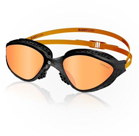 BUDDYSWIM Lunette Piscine Adulte Ozean. Lunette Natation Homme avec Protection UV400. Lunettes de Piscine Femme Antibuée. Vision Périphérique. Ajustement Confortable avec Technologie HCF pour Femme.