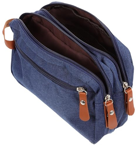 Hemobllo Neceser de Viaje para Hombre Grande Bolsa de Aseo Compartimentos Secos y Húmedos Resistente al Agua Nylon Azul Marino Organizador Portátil para Artículos de Higiene Personal