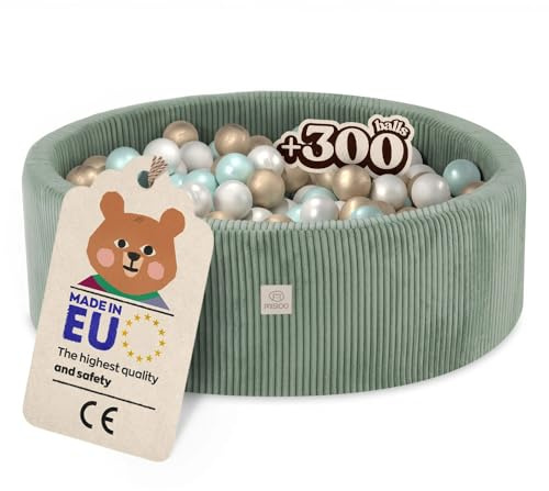 MISIOO Bällebad Baby 90x30 cm Mit 300 Bälle - Premium Material, Abziehbarer Bezug, Manuell Waschbar bei 30 Grad - Perfekt Für Kinder 1-3 Jahre - Bällebad Bälle Spaß