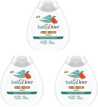 Baby Dove Sensitive Skin Care Lotion, Fragrance Free Moisture, with 100% Skin-Natural Nutrients, 200ml - Pack of 3