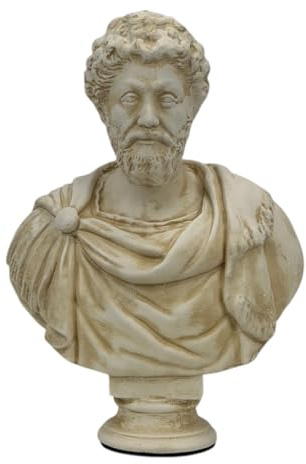 Busto de Marco Aurelio - Escultura beige del emperador romano y filósofo estoico | arte de yeso griego hecho a mano | decoración clásica 17,8 cm