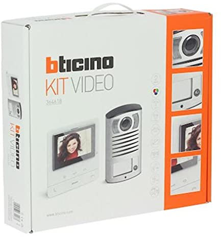 Bticino BT364618 Kit Portier Vidéo Couleur Classe 100 Basique avec Écran 5pouces et Boucle, Inductive Blanc