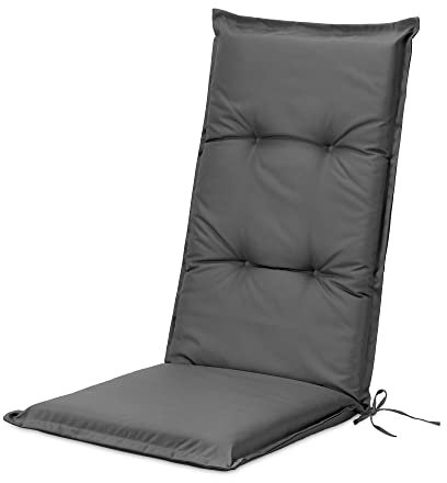 JEMIDI 1x Gartenstuhl Auflage Polster - 100% Polyester Hochlehner Stuhlauflage mit Bändern - wasserabweisend pflegeleicht - mit Schaumstofffüllung - 120x50cm