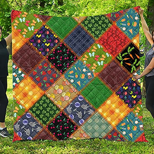 FANSU 3D Copriletto Trapuntato Matrimoniale Singolo Elegante Coperta Trapunta Primaverile Estivo Antipolveri Copri Letto per Camera da Letto per Bambini Adulti (Patchwork Floreale,96x114cm)