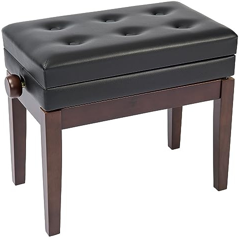 Kinsman DELUXE ADJUSTABLE PIANO BENCH - WITH STORAGE - SATIN BROWN