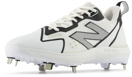 New Balance Women's FuelCell Romero Duo V2 Metal Softball Shoe, White/Black, 5 M