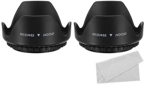 PATIKIL Parasol para Objetivo de Cámara de 52mm, 2 Unidades, Protector de Parasol en Forma de Floreses con Paño de Limpieza para Bloquear el Exceso de Luz Solar y Reducir el Destello
