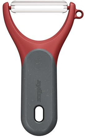 Zyliss Y Shaped Soft Skin Peeler, Extra Sharp Fruit/Vegetable Peeler with Sustainable Wheat Straw Comfy Grip, Cover for Safety, Stainless Steel, Dishwasher Safe