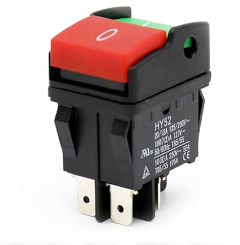 Dytabepl Interrupteurs à Bouton-Poussoir Électriques Industriels, Bouton-Poussoir HY52 pour Interrupteur D'Appareil Mécanique 4 Broches avec Lumière 125/250 V
