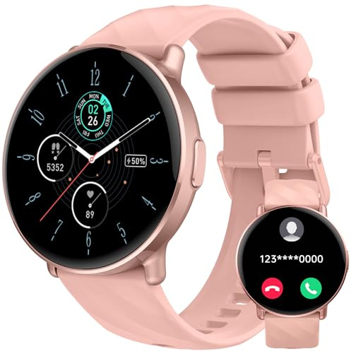 Smartwatch Herren Damen, 1,39 HD Touch Fitnessuhr mit Bluetooth Anruf, 112+ Sportmodi Fitness Tracker Uhr SpO2 Pulsuhr Schlafmonitor Schrittzähle, IP68 Wasserdicht Sport Uhr für Android iOS, Rosa