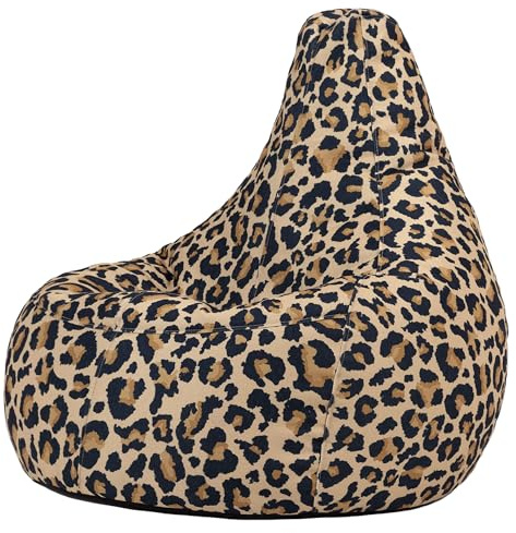 Icon Dalton Leopard Sitzsack, Webstoff, Gaming Sitzsack Erwachsene mit Füllung, Bean Bag, Lounge Sessel, Lounge Stuhl, Garten, Schlafzimmer, Wohnzimmer, Wohnzimmer Möbel