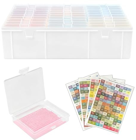 Euablfo Almacenamiento 2 En 1 para Pintura de Diamantes, Accesorios para Pintura de Diamantes, 30 Cajas de Clasificación, para Piezas PequeñAs Von 455 Etiquetas de Código de Color