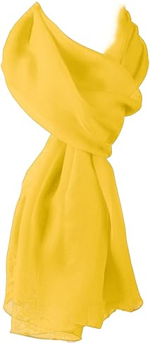 World of Shawls Chiffon Scarves Wraps for Wedding Party Special Occasions Women Plain Neck Scarf Soft Headwrap Girls Headscarf Sheer Wrap 45 x 160 Cm (Sunflower Yellow)