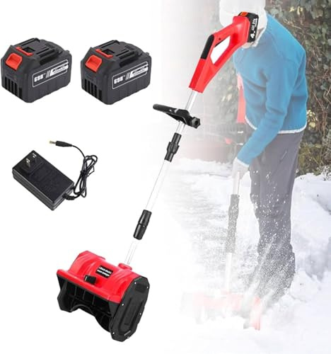 Elektrisk snöslunga, batteridriven snöskyffel, med digital skärm Sladdlös snöröjare med justerbart handtag, 28 cm rengöringsbredd Red