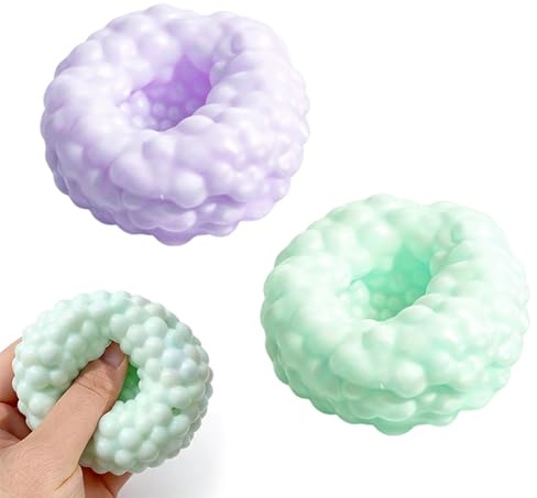 Lot de 2 Balles Anti-Stress Sensorielles, Balles Anti-Stress Raisin, Jouet Fidget Doux, Squeeze Toys pour Adultes, Aide à la Relaxation, pour Bureau, Maison