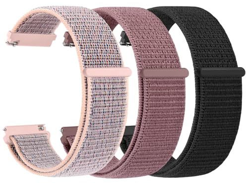 Yisica 3 stycken ersättning klockarmband 20 mm 22 mm armband nylon, klockarmband med snabbkoppling ersättningsband klockarmband klockarmband klockarmband för kvinnor män