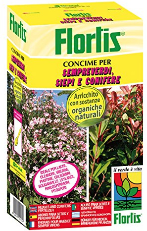 Flortis Concime Organo Minerale Azione Rinverdente, Sempreverdi, Siepi e Conifere, 1000 g
