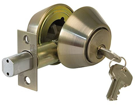 Amig - Cerrojo de Roseta con Llave por Ambos Lados Mod. 1650 - ø 65 mm - Espesor Máximo Puerta: 45 mm - Pasador de Seguridad Antisierra - Acero Efecto Cuero