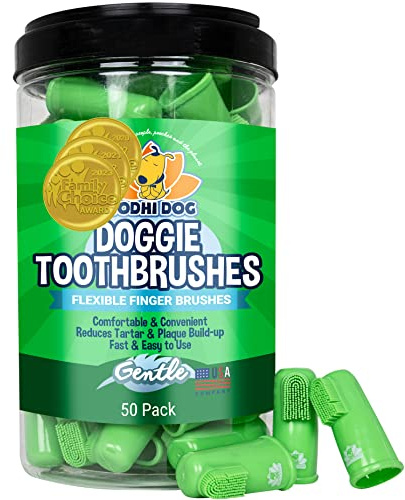 Bodhi Dog Finger Toothbrush for Dogs & Cats - Puppy Toothbrush with Soft Flexible Silicone Bristles, Gentle for Sensitive Gums, Promotes Healthy Teeth & Gums, Easy Teeth Cleaning Tool (50 Count)